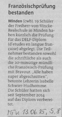 Mindener Tageblatt 12.06.2015