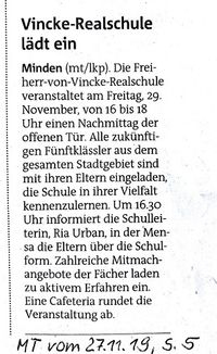 Mindener Tageblatt 27.11.2019